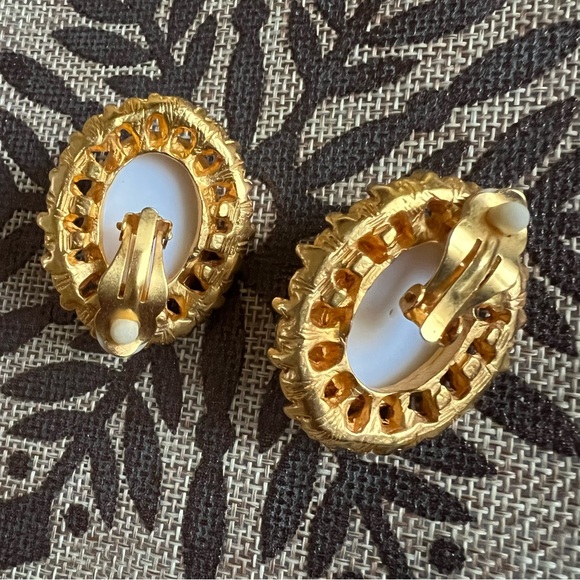 VINTAGE Antique Pearl & Diamond Clip-On Earrings - Picture 3 of 6
